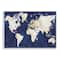 Stupell Industries Navy and Distressed Gold World Map Wood Wall Plaque
